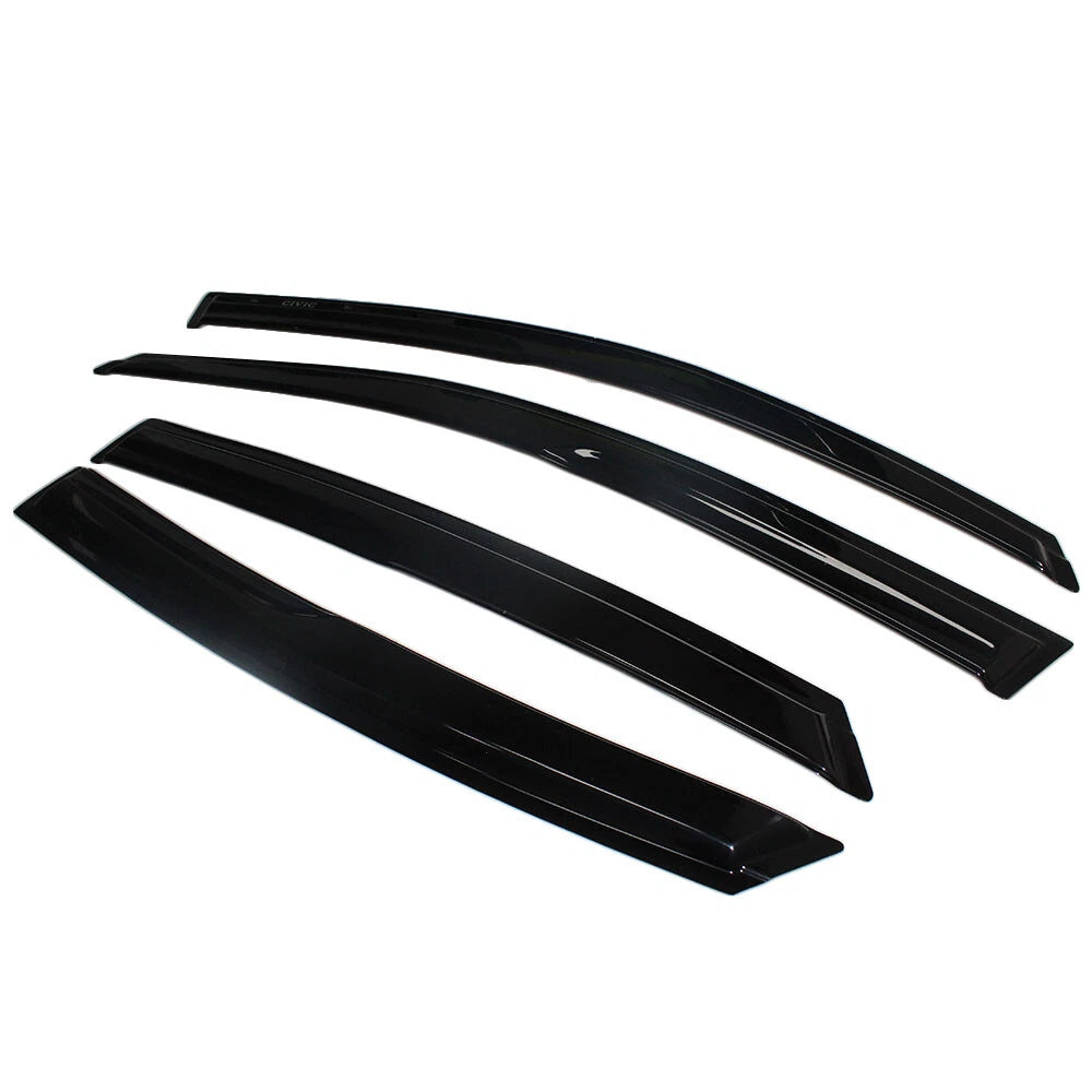 Wavy Mugen Black Window Visor Rain Guard Deflector for Honda Civic Sedan (2016–2021)