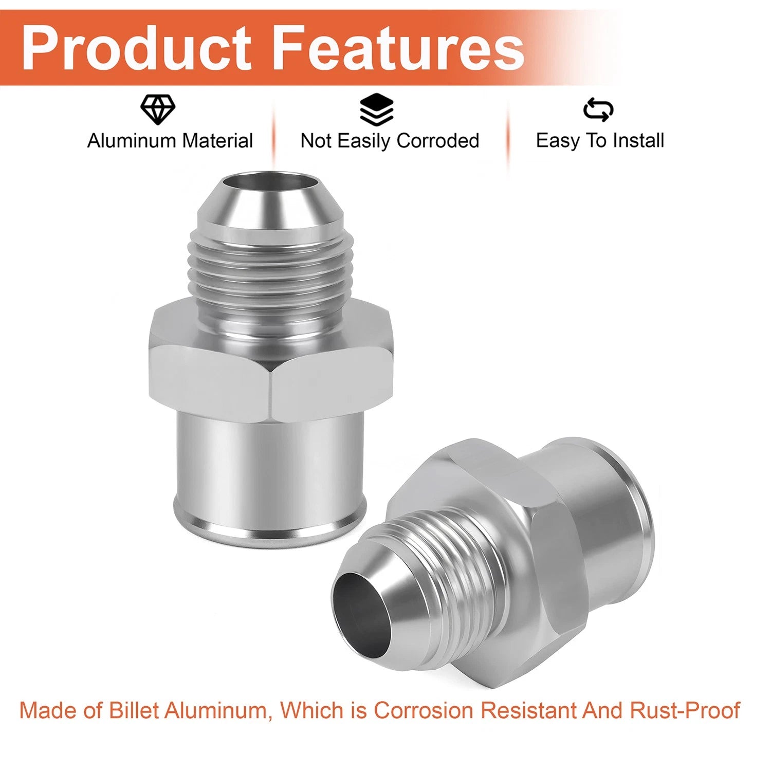 2X SBC 10AN Valve Cover Adapter Aluminum Fittings for Push-In Grommet