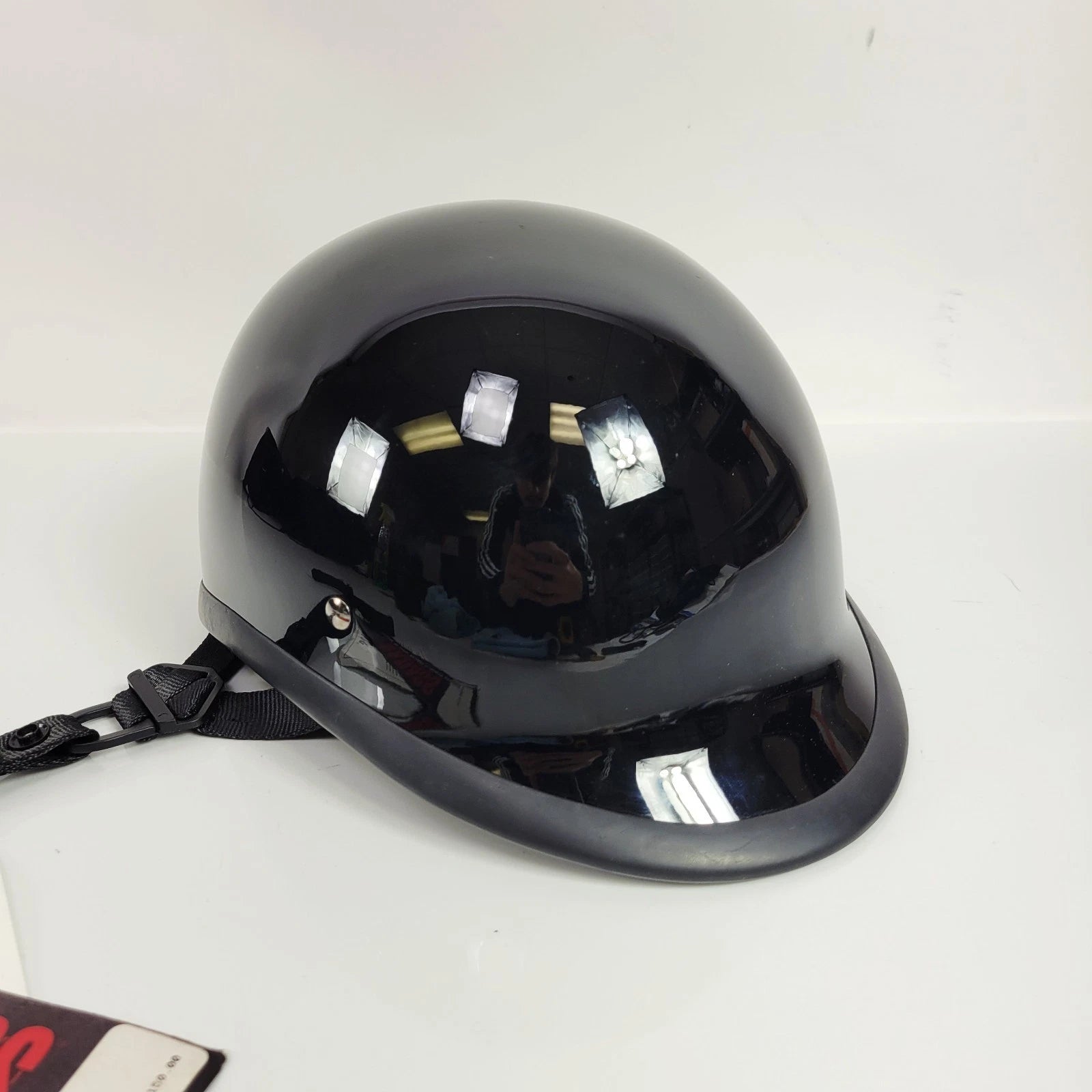 BikerTrooper Half Helmet for Motorcycle (DOT Approved) - Gloss Black