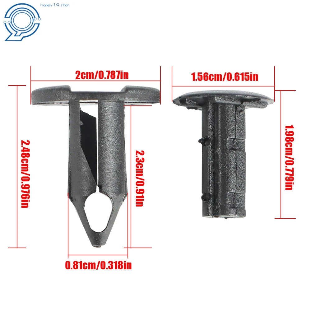 Set of 200 Nylon Plastic Rivets for Car Fender Bumper Push Pin Clips