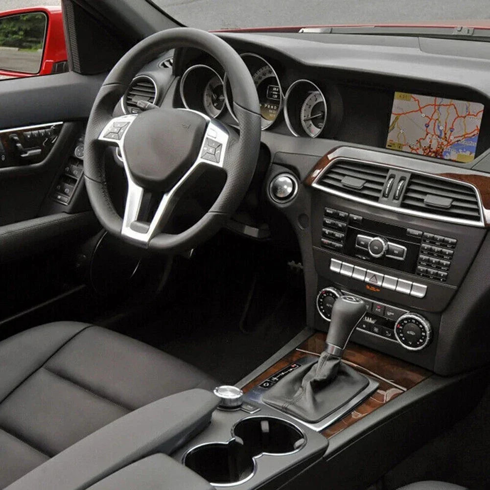Custom Fit Silver Steering Wheel Trim for Benz CLA Class W117 (2012–2014)