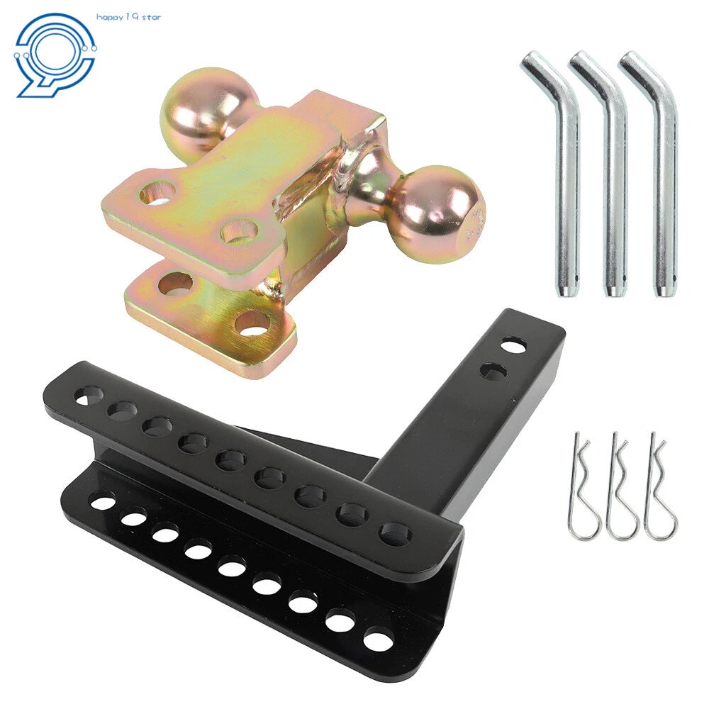 2" Adjustable Trailer Hitch Tow Receiver Dual Ball Mount for