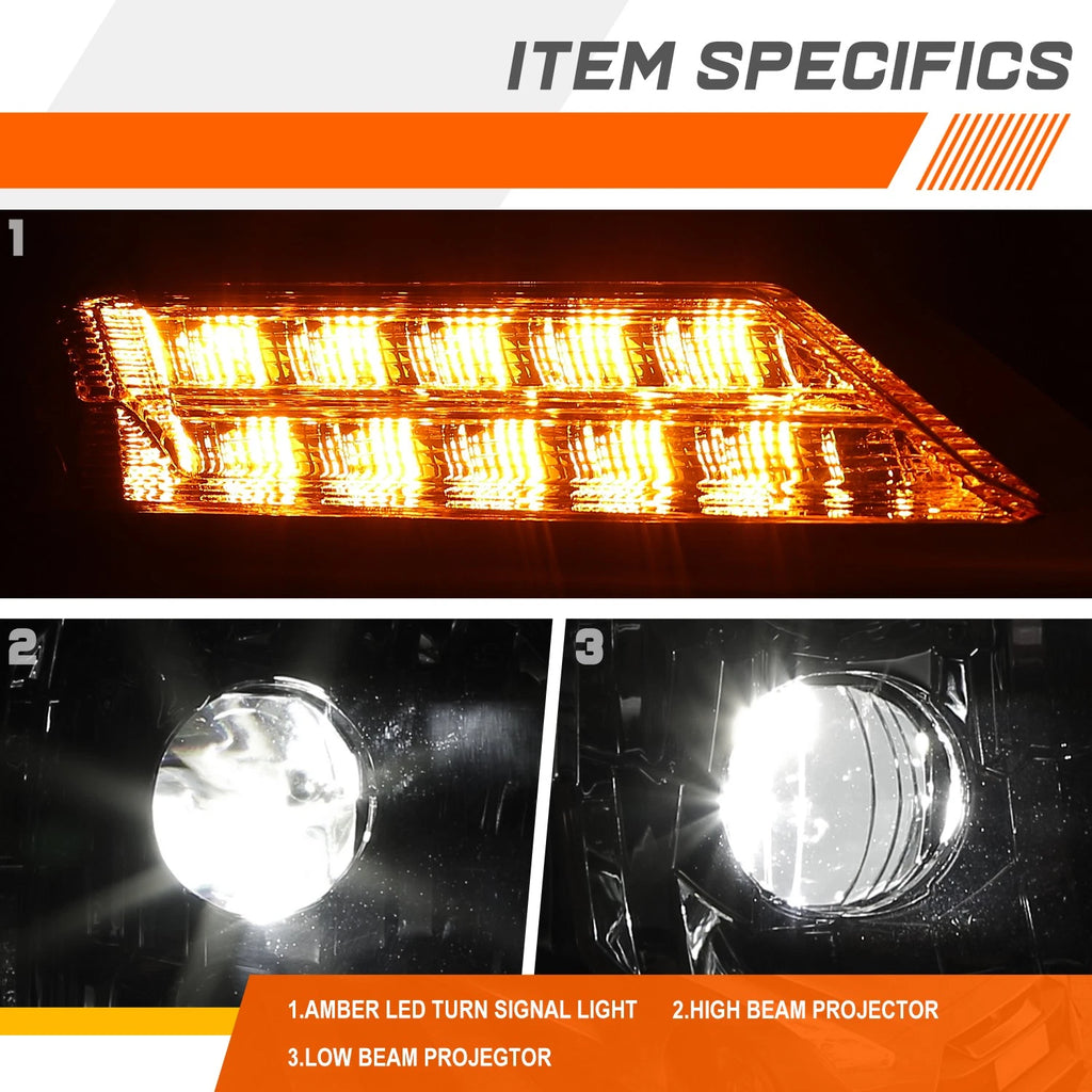 Full LED Projector Headlights for Mack Anthem (2018–2025) - Chrome Housing