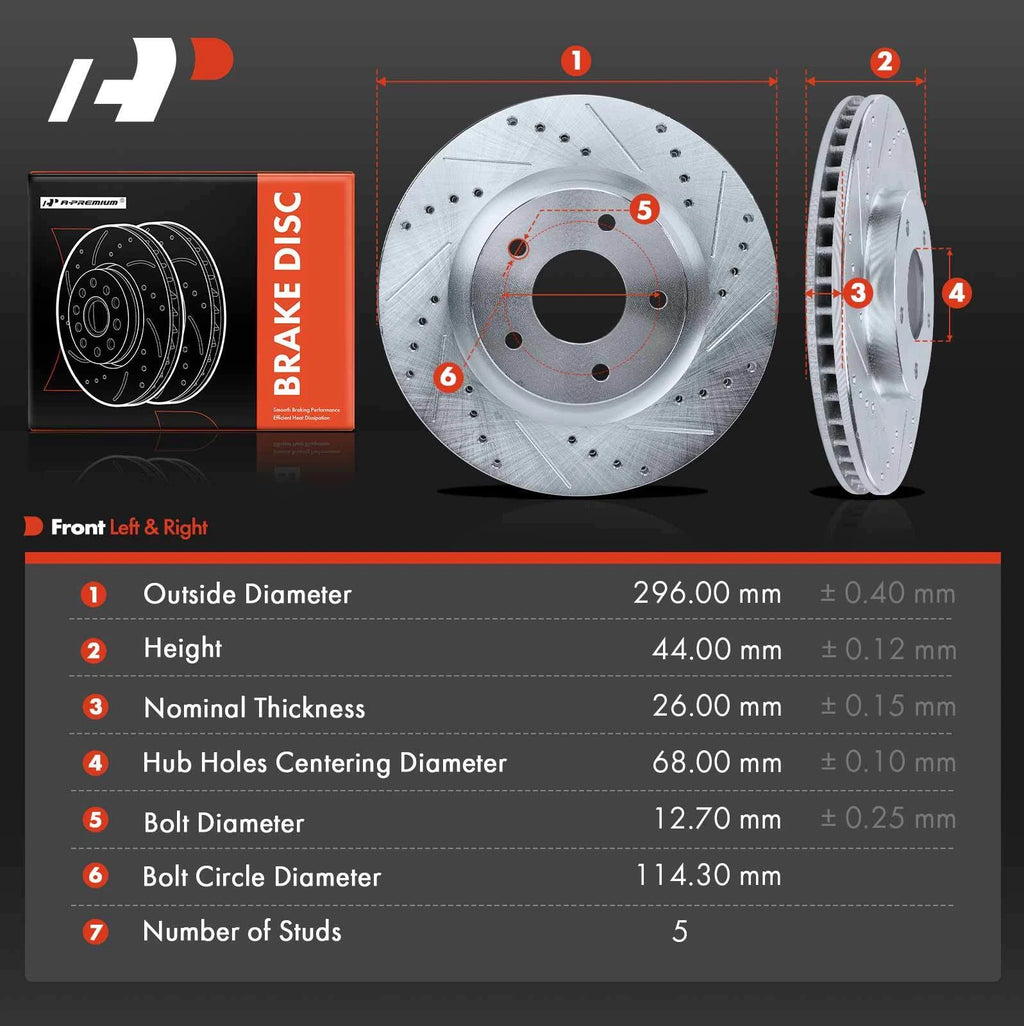 Front Drilled Brake Rotors for Nissan Sentra (2017–2019) Juke (2011–2017)