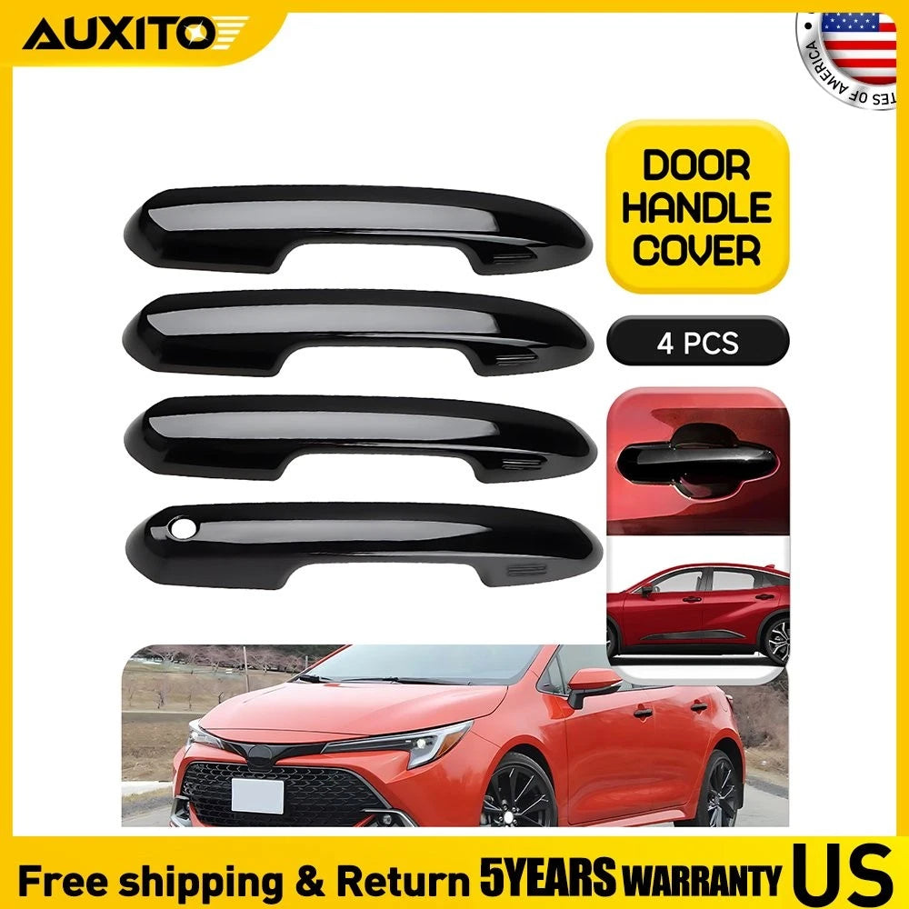 Set of 4 Gloss Black ABS Snap-on Exterior Door Handle Covers for Toyota RAV4 (2019–2025)