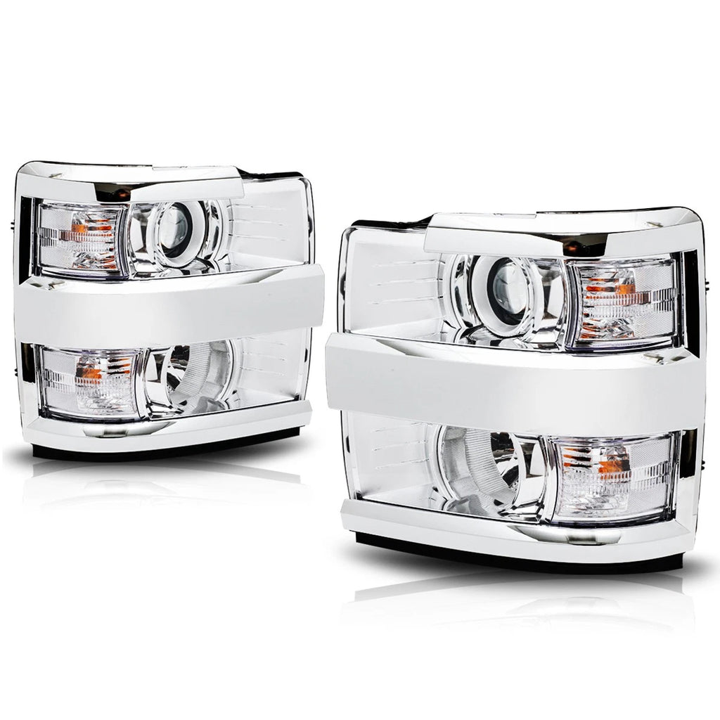 Projector Headlights for Chevy Silverado 2500HD/3500HD (2015–2019) Chrome/Clear