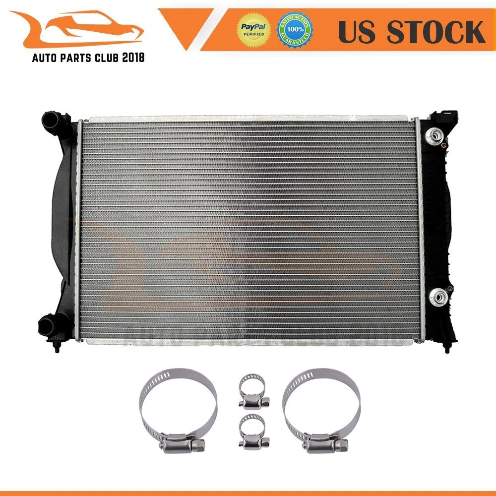 Radiator for Audi A4, A4 Quattro (2003–2008) with Universal Hose Clamps