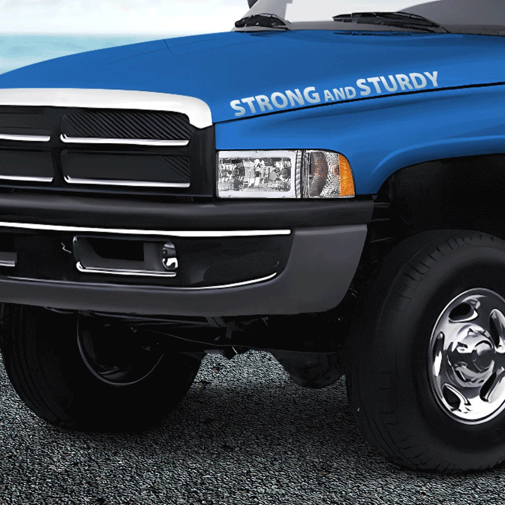 Chrome LED Tube Headlights for Dodge Ram 1500 2500 3500 (1994–2002)