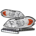 Chrome Housing Clear Headlight + Amber Corner + LED Fog Light Set for Impala (2006–2016)