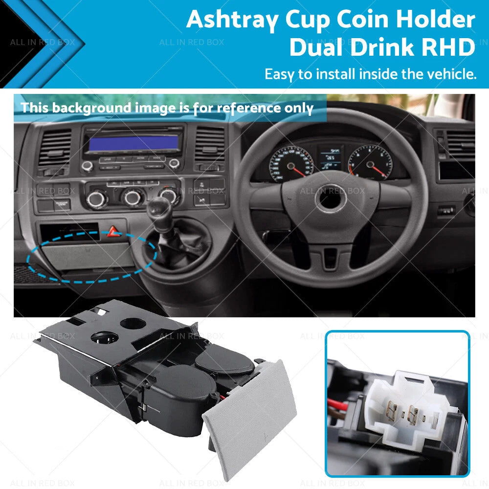 Dual drink cup coin holder ashtray RHD for VW T5 Touareg (2007–2010)