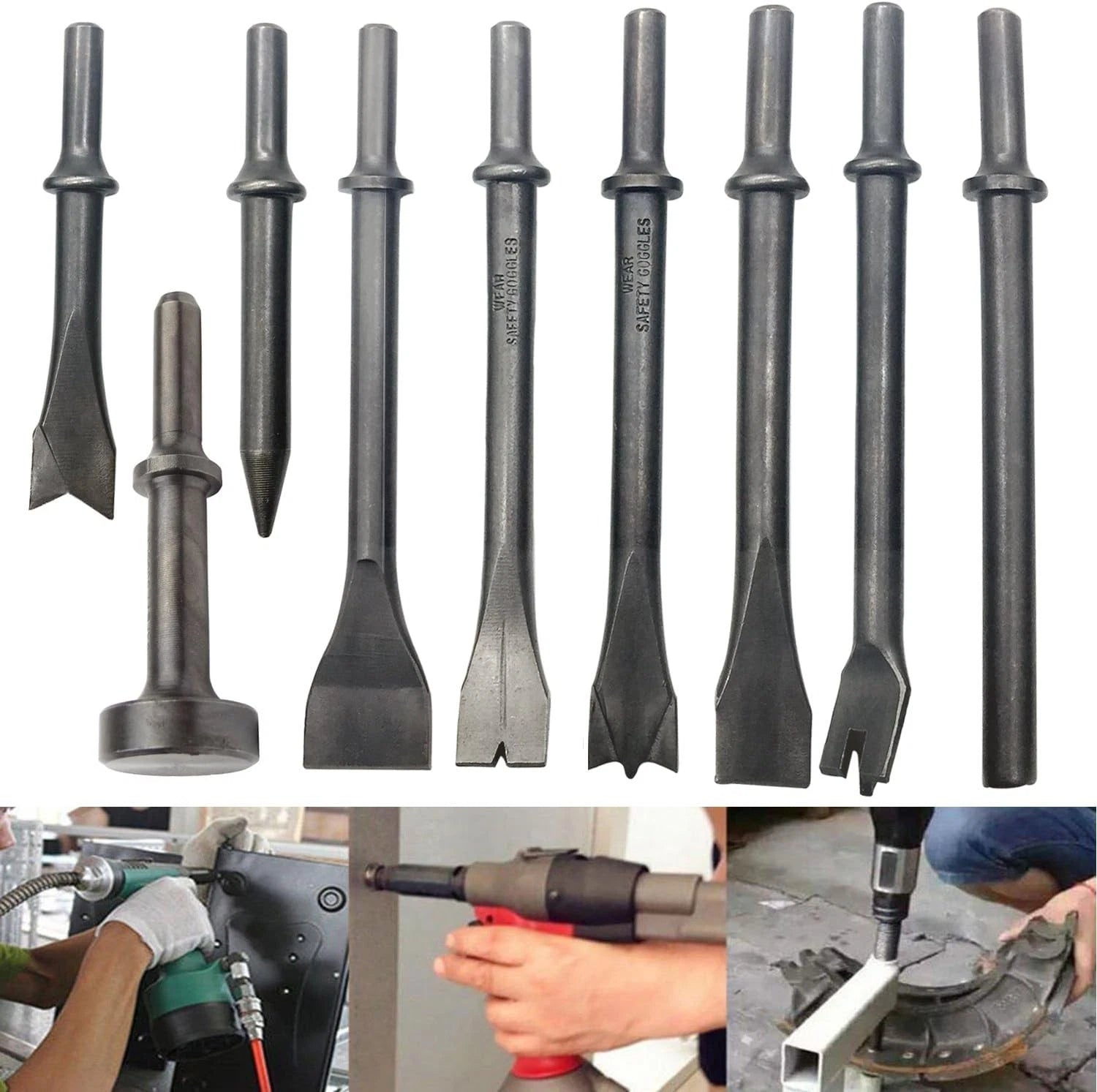 9PCS Air Hammer Bits Set for Pneumatic Tools