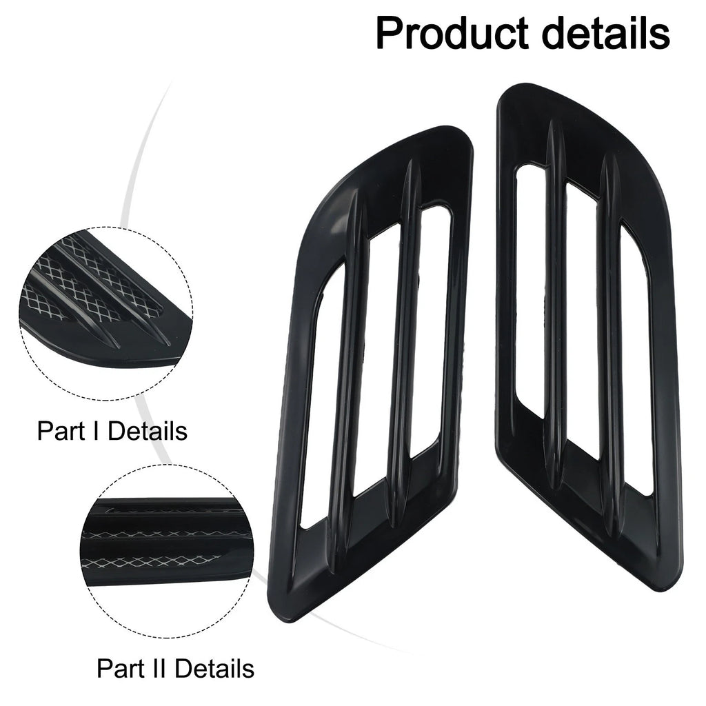 1 Pair Black Car Hood Intake Side Fender Vent Decorative Sticker
