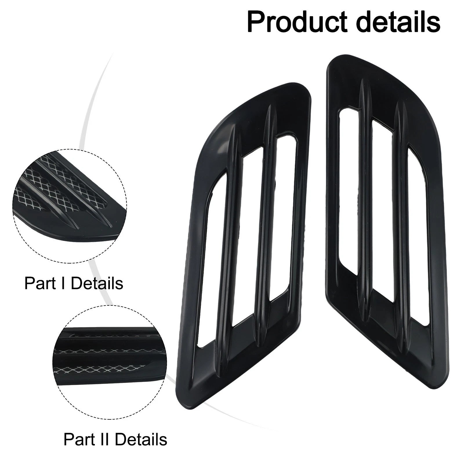 1 Pair Black Car Hood Intake Side Fender Vent Decorative Sticker