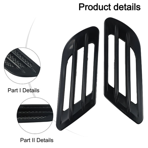 1 Pair Black Car Hood Intake Side Fender Vent Decorative Sticker