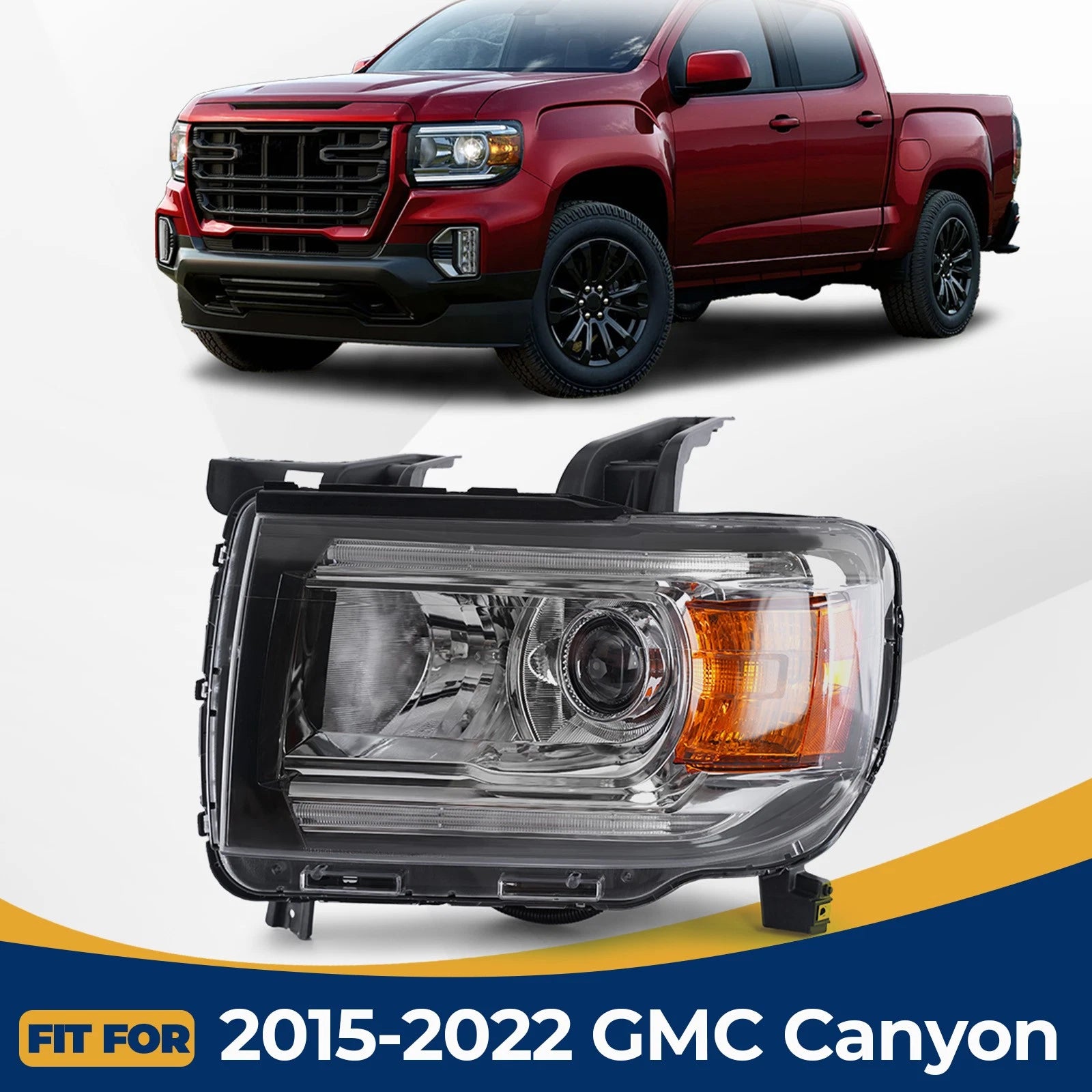 Halogen Headlight LED DRL Projector for GMC Canyon (2015–2022)