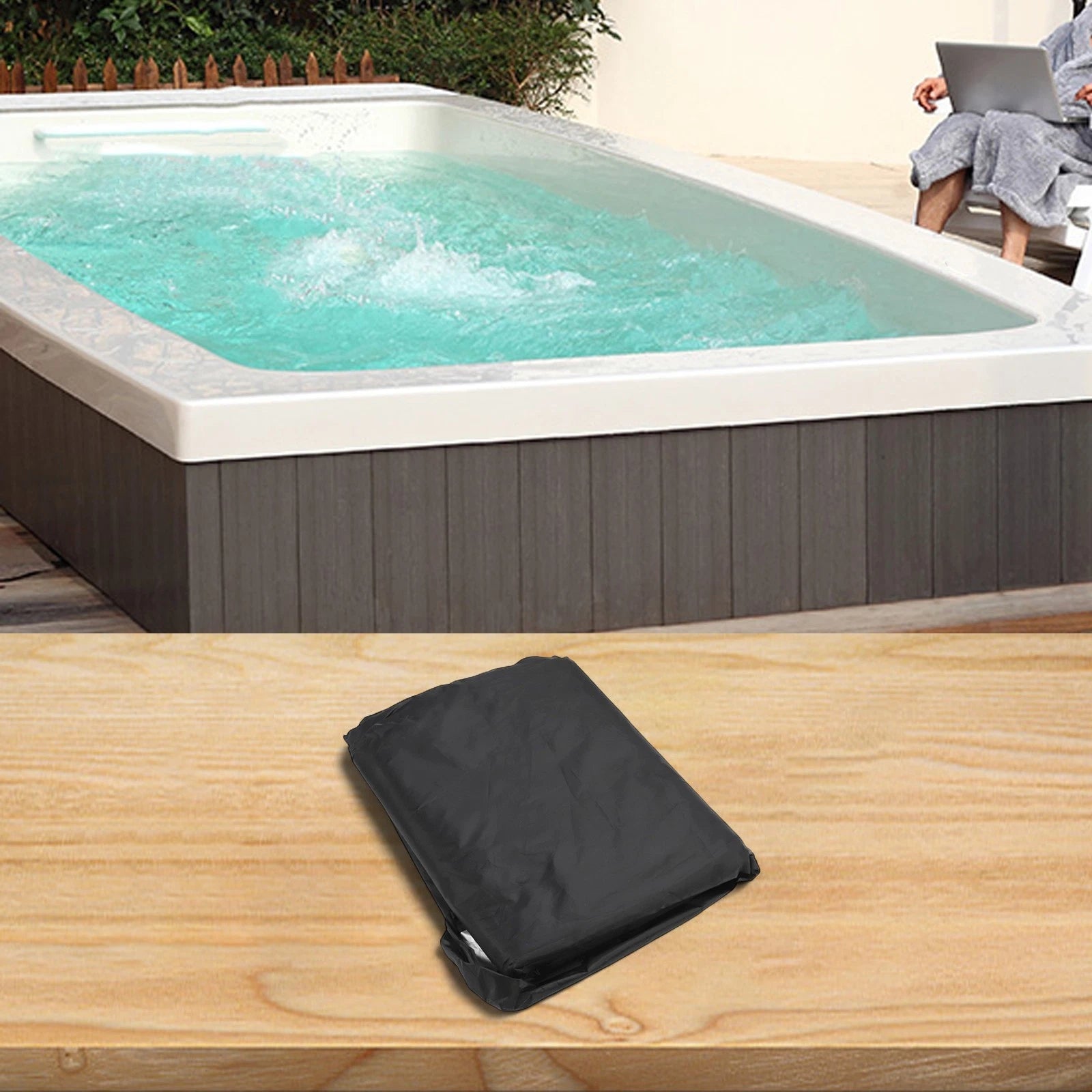 Square Pool Cover with Drawstring 231x231cm for Protection