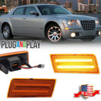 2X Amber Lens Full LED Front Side Marker Lights for Chrysler 300 (2005–2010)