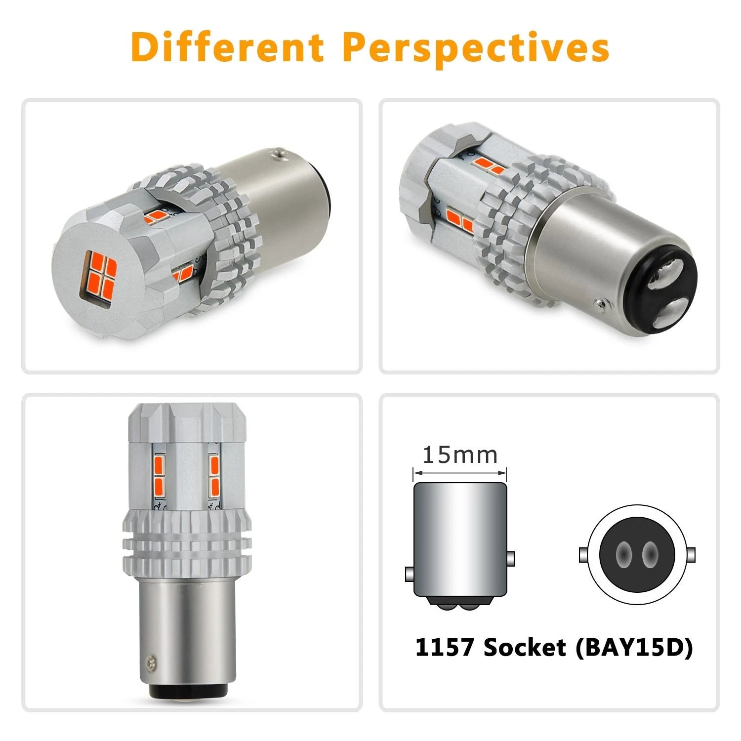 AUXITO BAY15D 1157 P21/5W Red LED Brake Stop Tail Light Bulb for