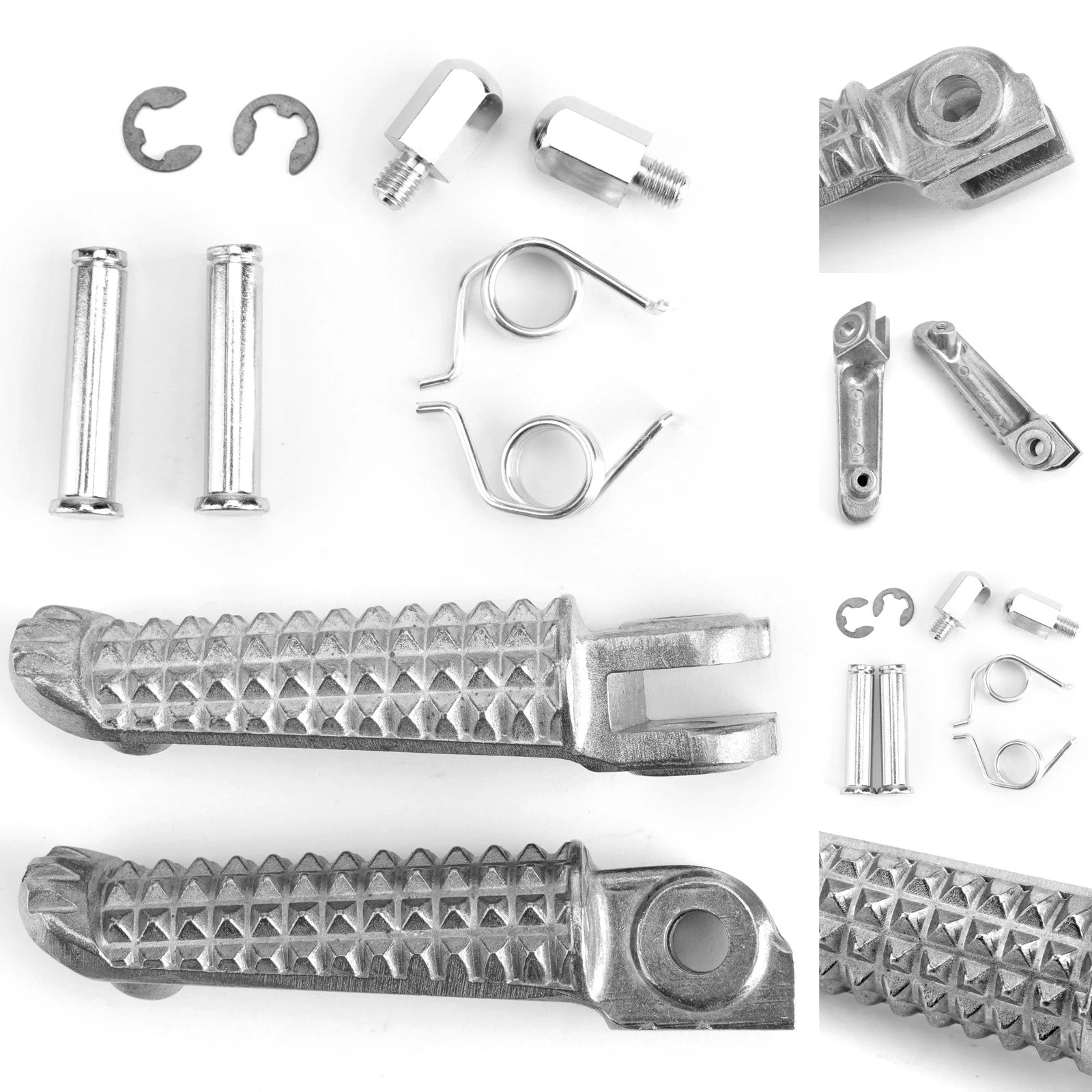 Front Foot Peg Footrest for Yamaha YZF R1 (1998–2014), R6 (1999–2014), R6S (2003–2008) Silver