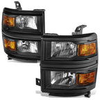 Black Housing Amber Corner Headlights for Chevy Silverado 1500 (2014–2015)