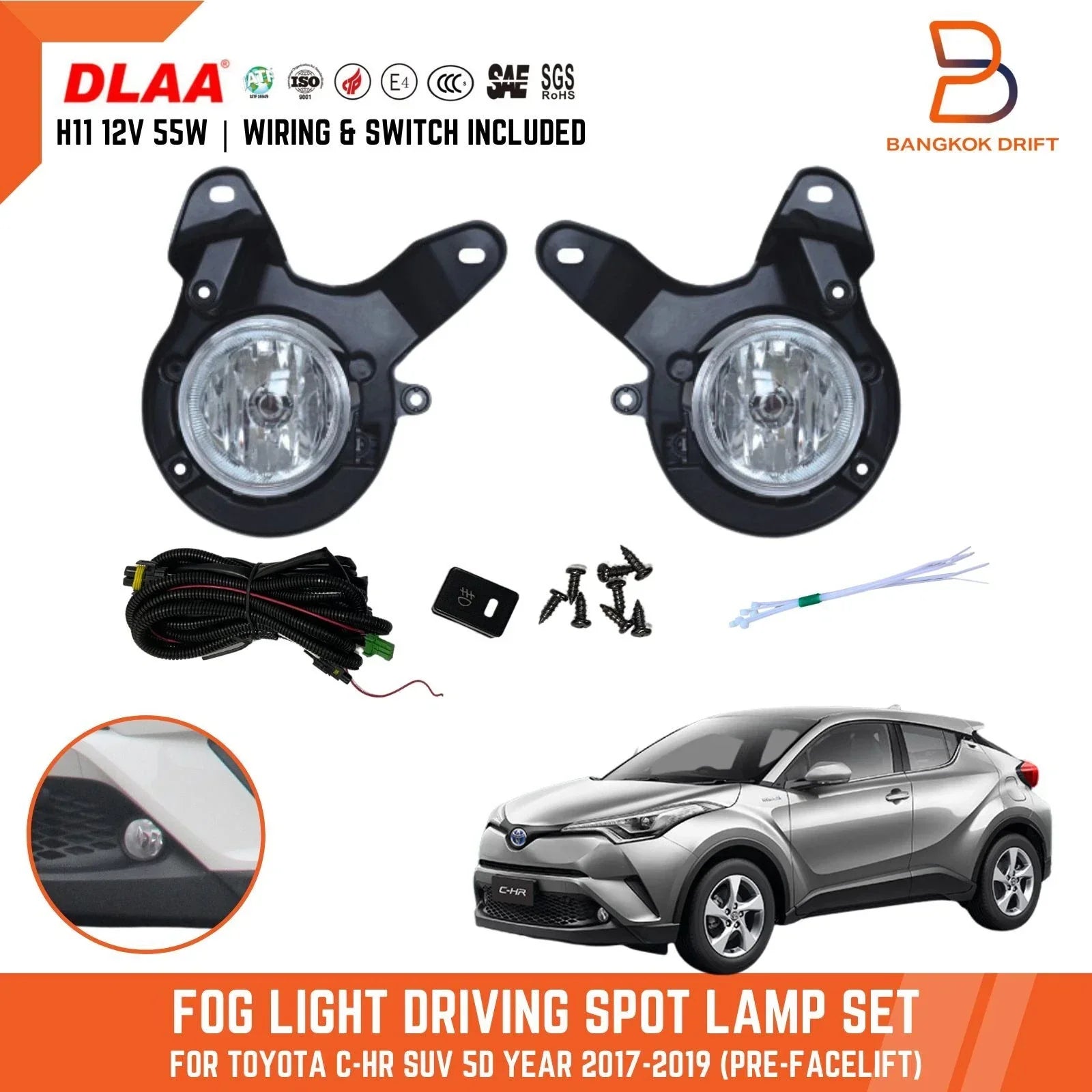 Fog Lamp Spot Light for Toyota C-HR SUV 2017-2019