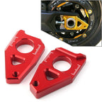 Yamaha YZF FZ8 FZ1 TMAX Red Motorcycle Axle Spindle Chain Adjuster Blocks