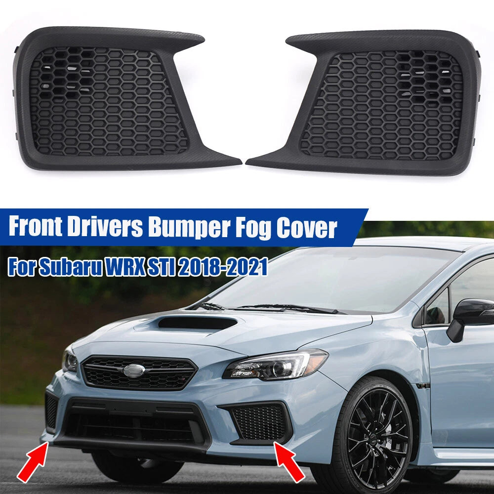 Pair Front Fog Light Grille Cover Trim Bezels for Subaru WRX STI (2018–2021)
