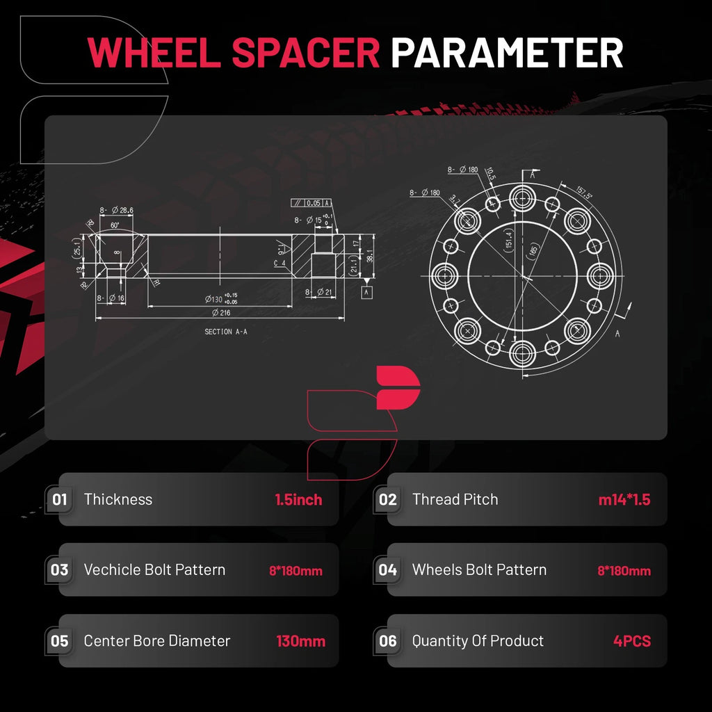 Wheel Spacers for Chevy Silverado 2500 (2011-2018) M14x1.5