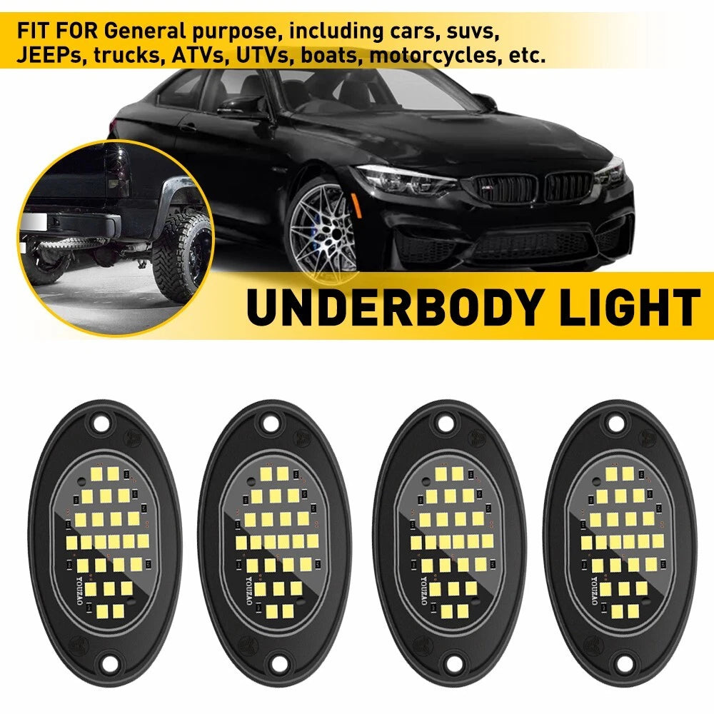 White LED Rock Light Kit for Off-Road Trucks and Golf Carts (Universal)
