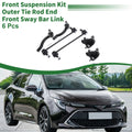 6pcs Front Suspension Kit Outer Tie Rod End Sway Bar Link for Toyota Corolla (2003–2008)