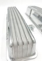 Polished Aluminum Finned Valve Covers for Small Block Chevy 350 (1968–1979)