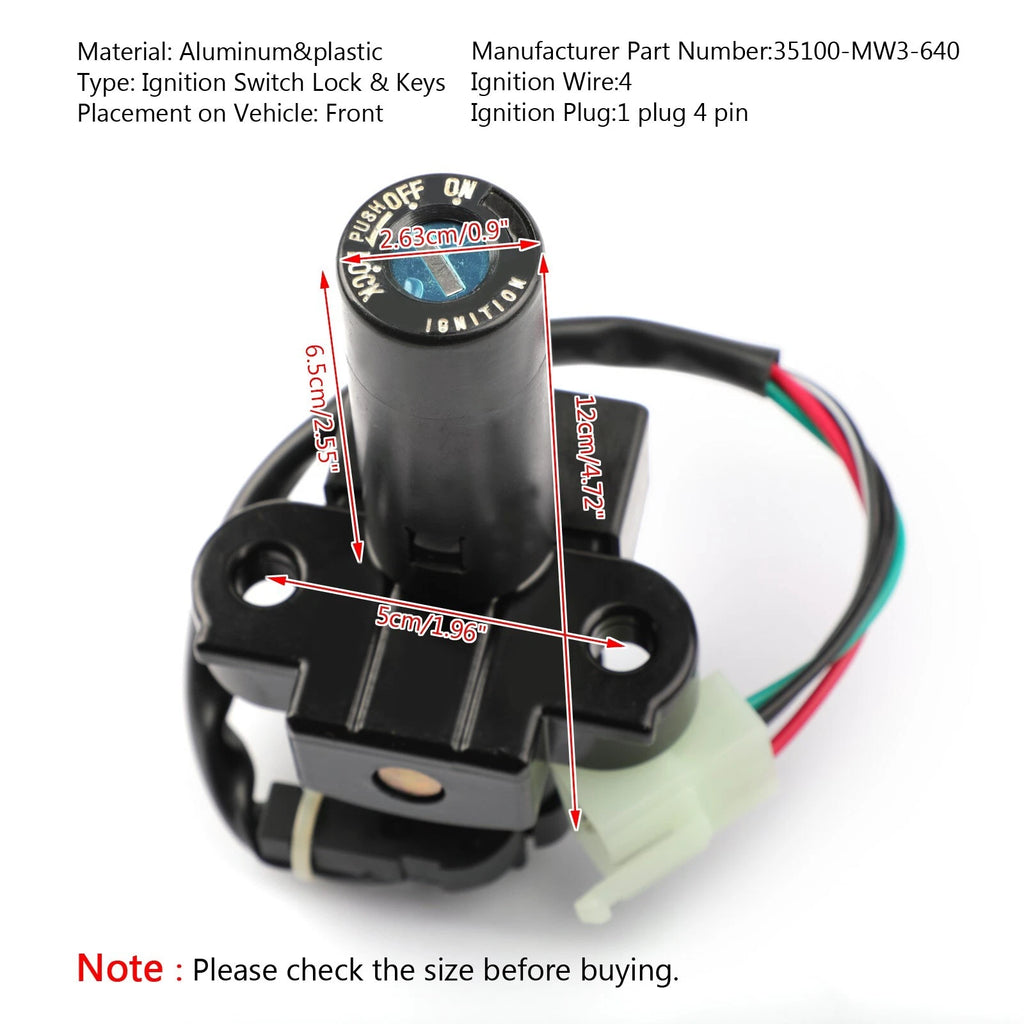 Ignition Switch Lock Keys for Honda CB1300 CB750 F2 (2003–2008) 35100-MW3-640