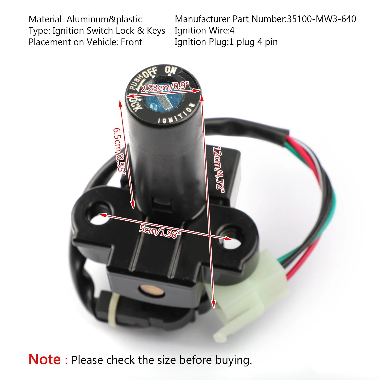 Ignition Switch Lock Keys for Honda CB1300 CB750 F2 (2003–2008) 35100-MW3-640