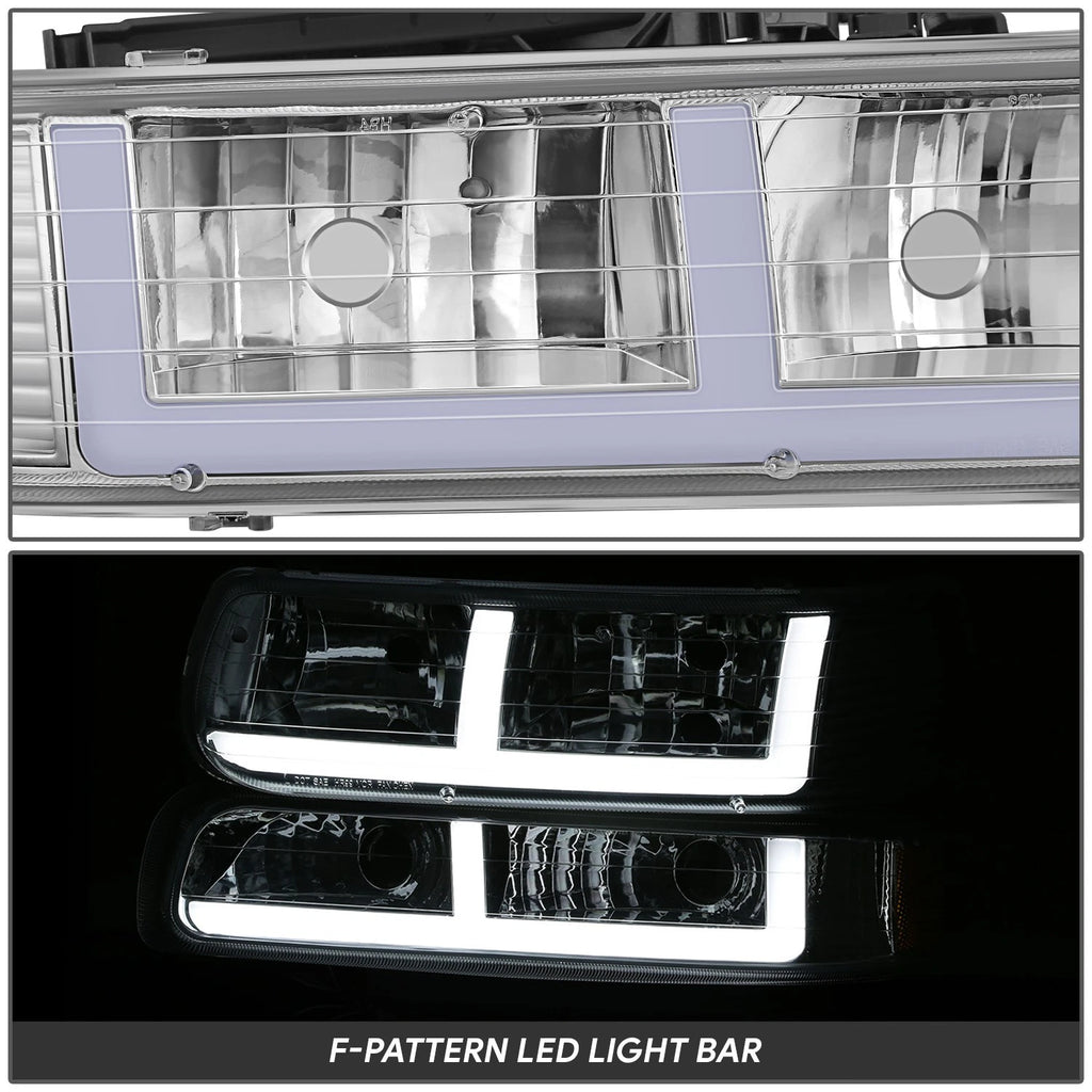 LED Headlight Bar for Tahoe Silverado Suburban 1500 (1999–2006) - Chrome Amber