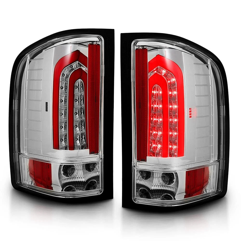 Tail Light Assembly Chrome Clear Lens Replacement for 2007-2014 Chevy Silverado 2500 HD