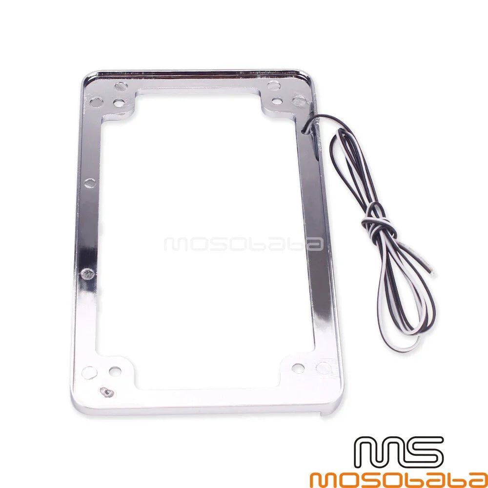 Chrome License Plate Frame w/LED Light for Harley Sportster 883