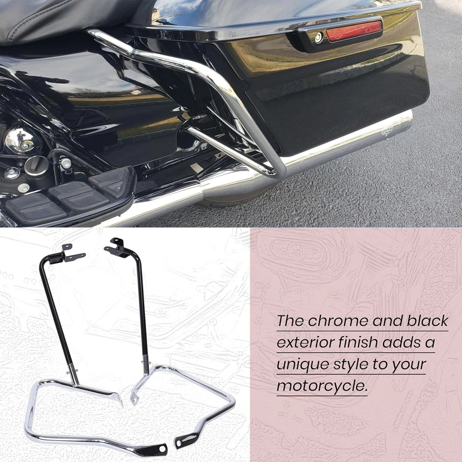 Saddlebag Bracket Guard Crash Bars for Harley Touring (2014–2023)