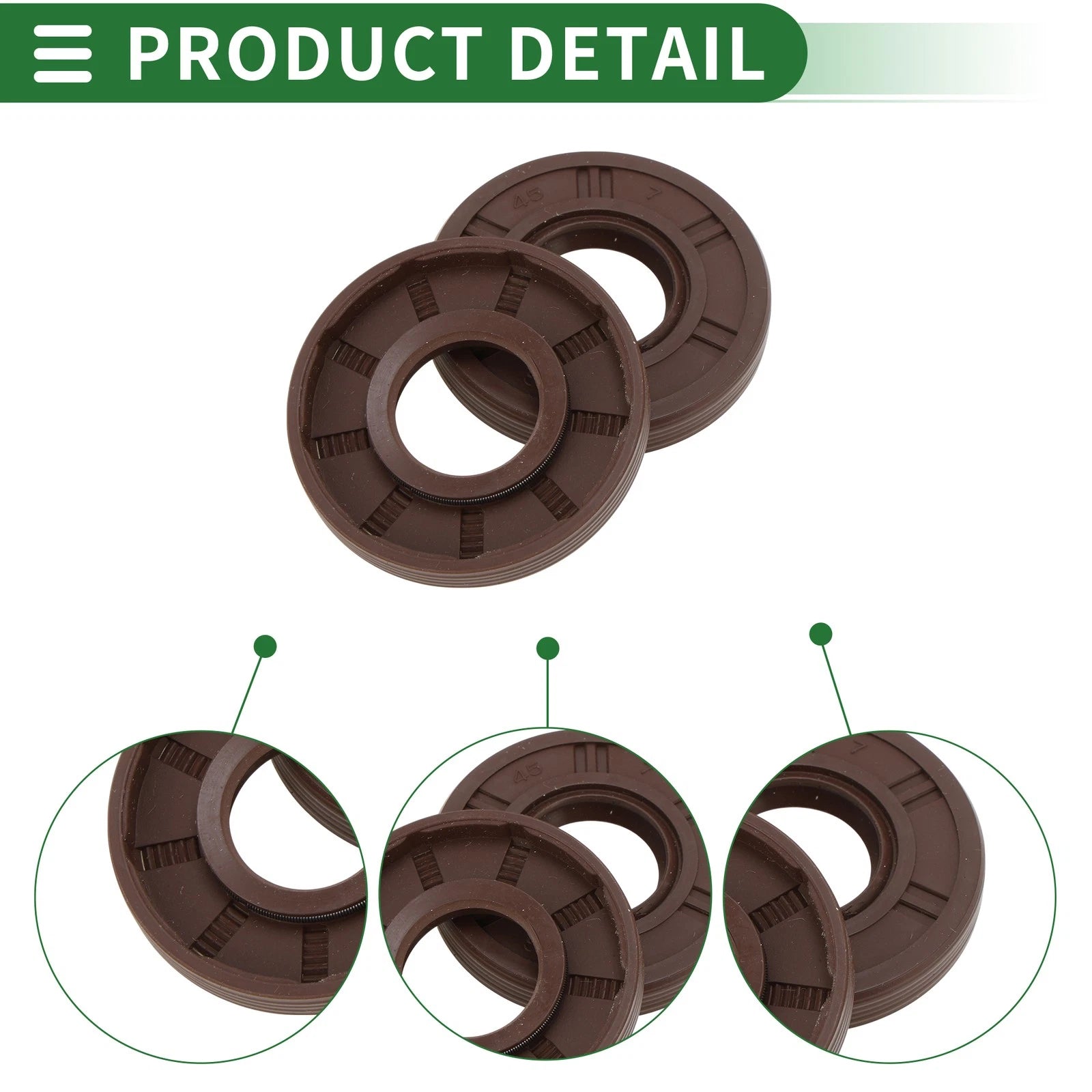 Set of 5 Oil Seals FKM Rubber 20x45x7mm for Various Applications