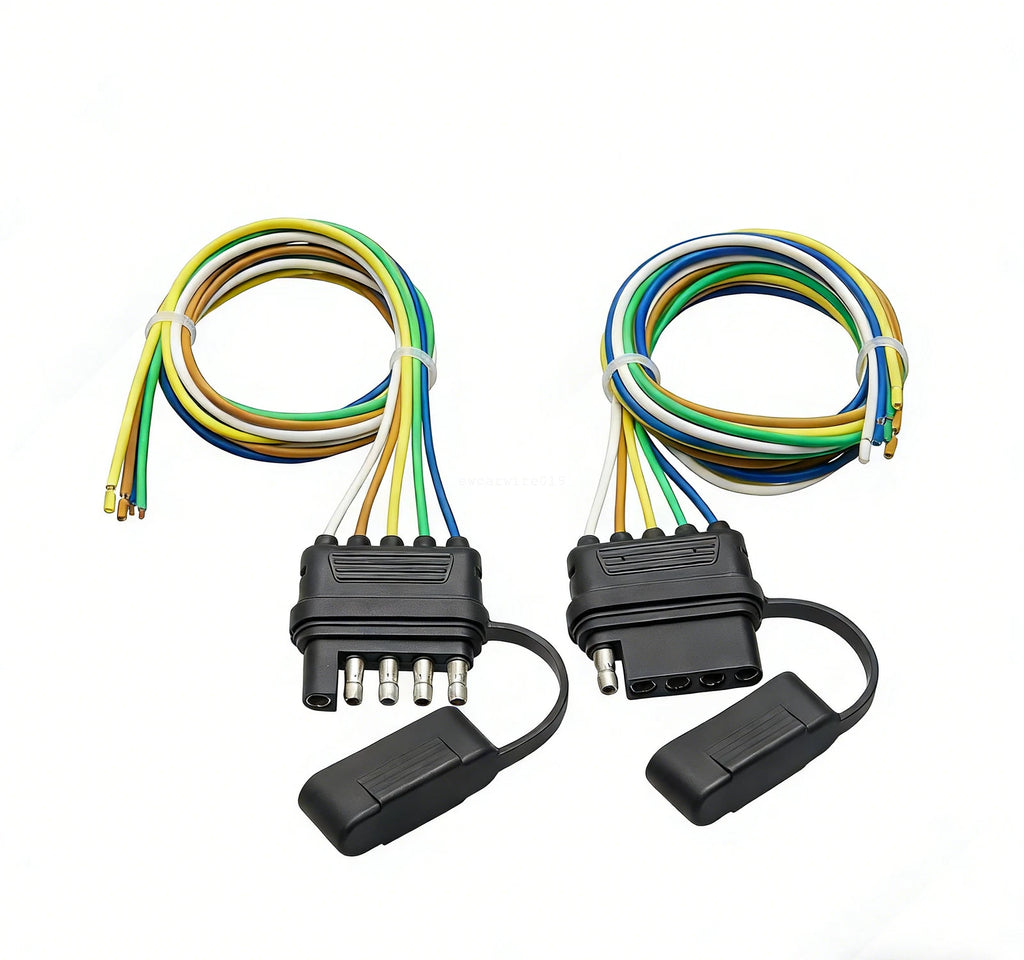 Set of 5 Way Male & Female Plug RV Trailer Light Wiring Harness Adapter