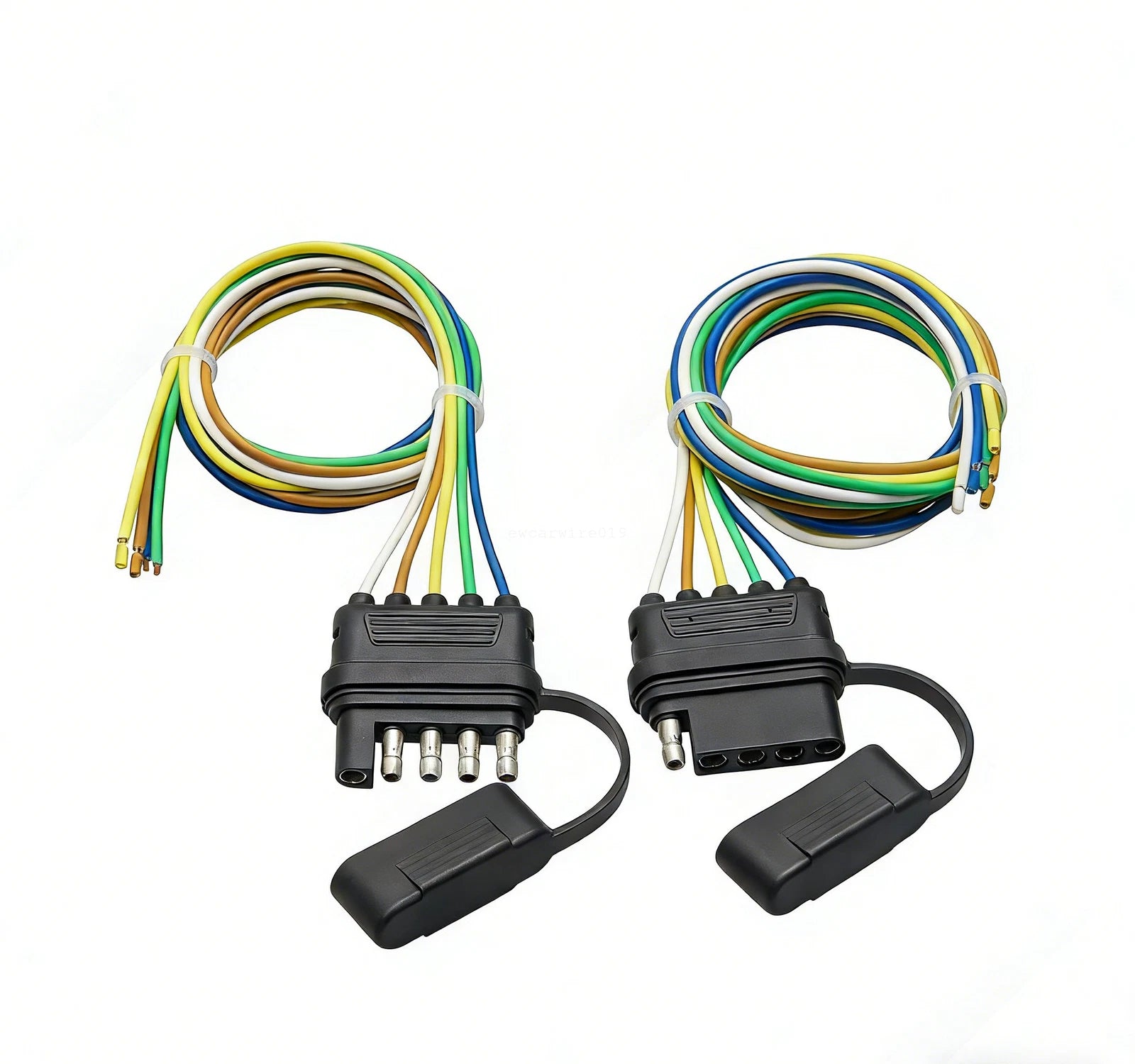 Set of 5 Way Male & Female Plug RV Trailer Light Wiring Harness Adapter