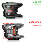 LED Headlight Set for Ford F-150 (2018–2020) w/Black Bezel & Module