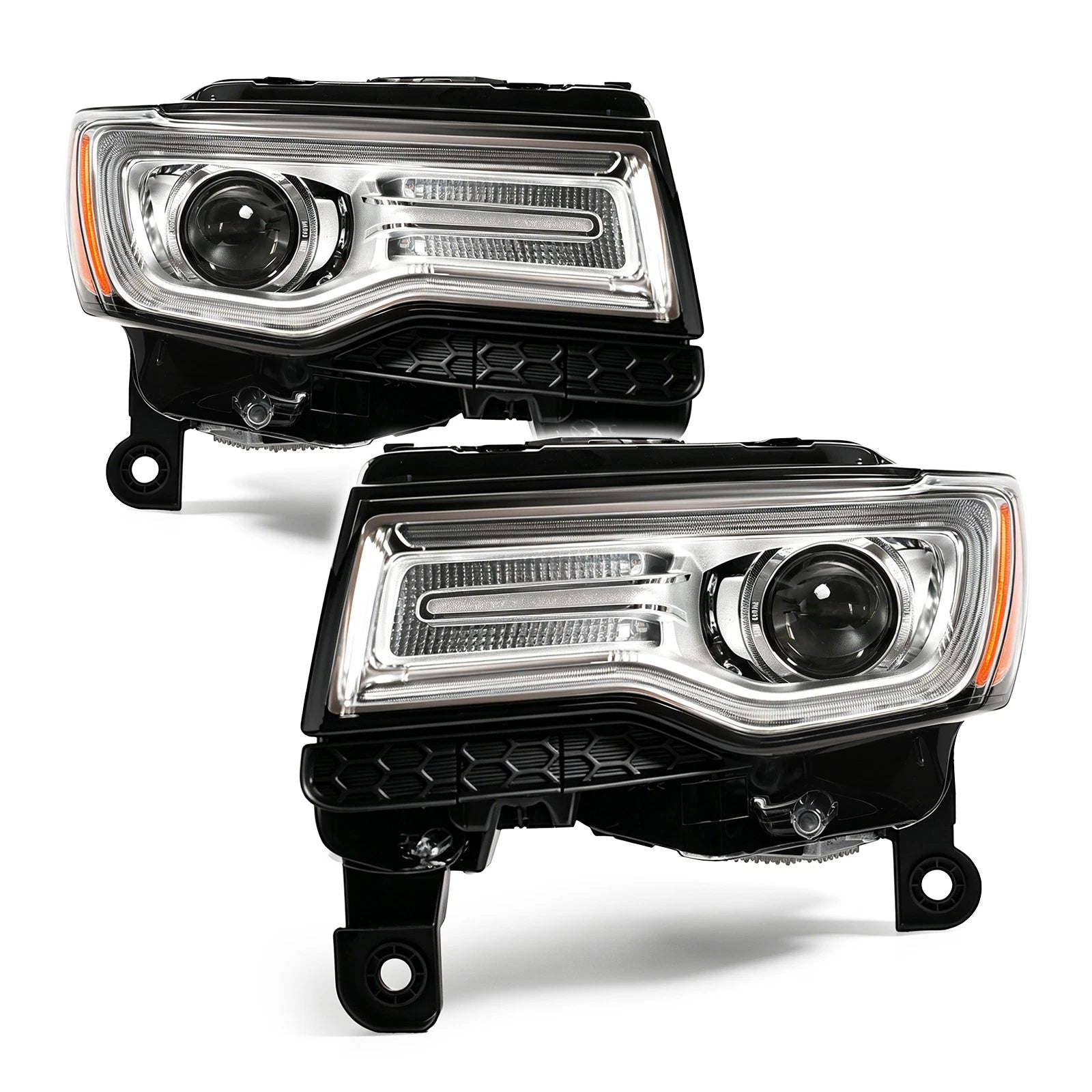 HID Projector Headlights Left+Right Pair for Jeep Grand Cherokee (2014–2016)