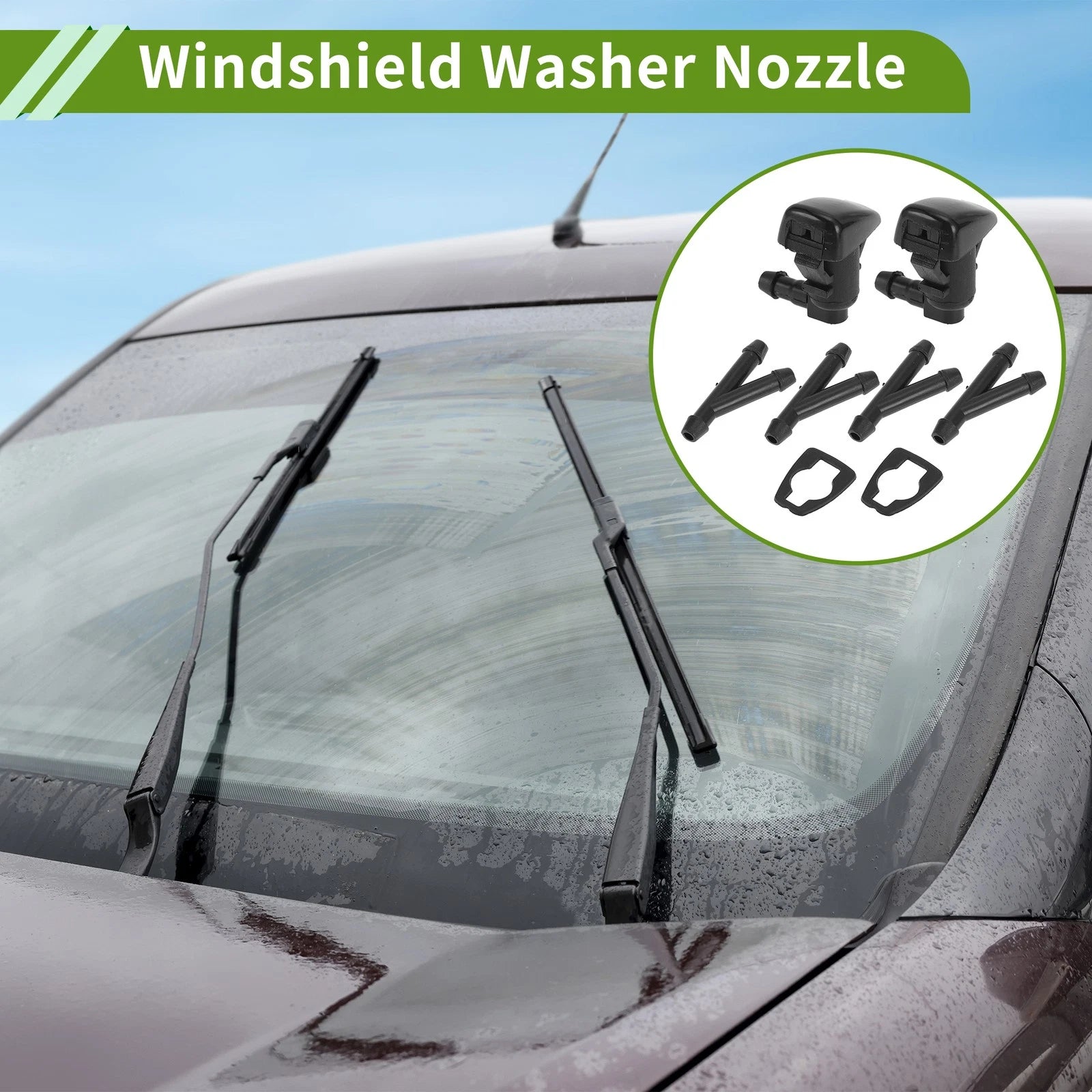 Windshield Washer Nozzle Set with Hose Connector for Chevrolet (No. 95226510)