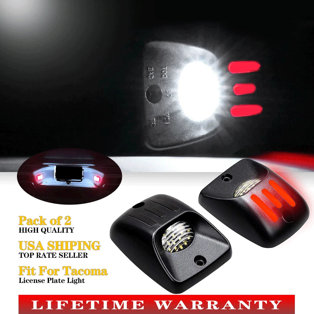 LED License Plate Light for Toyota Tacoma (1995–2004) - Red OLED Tube Pair