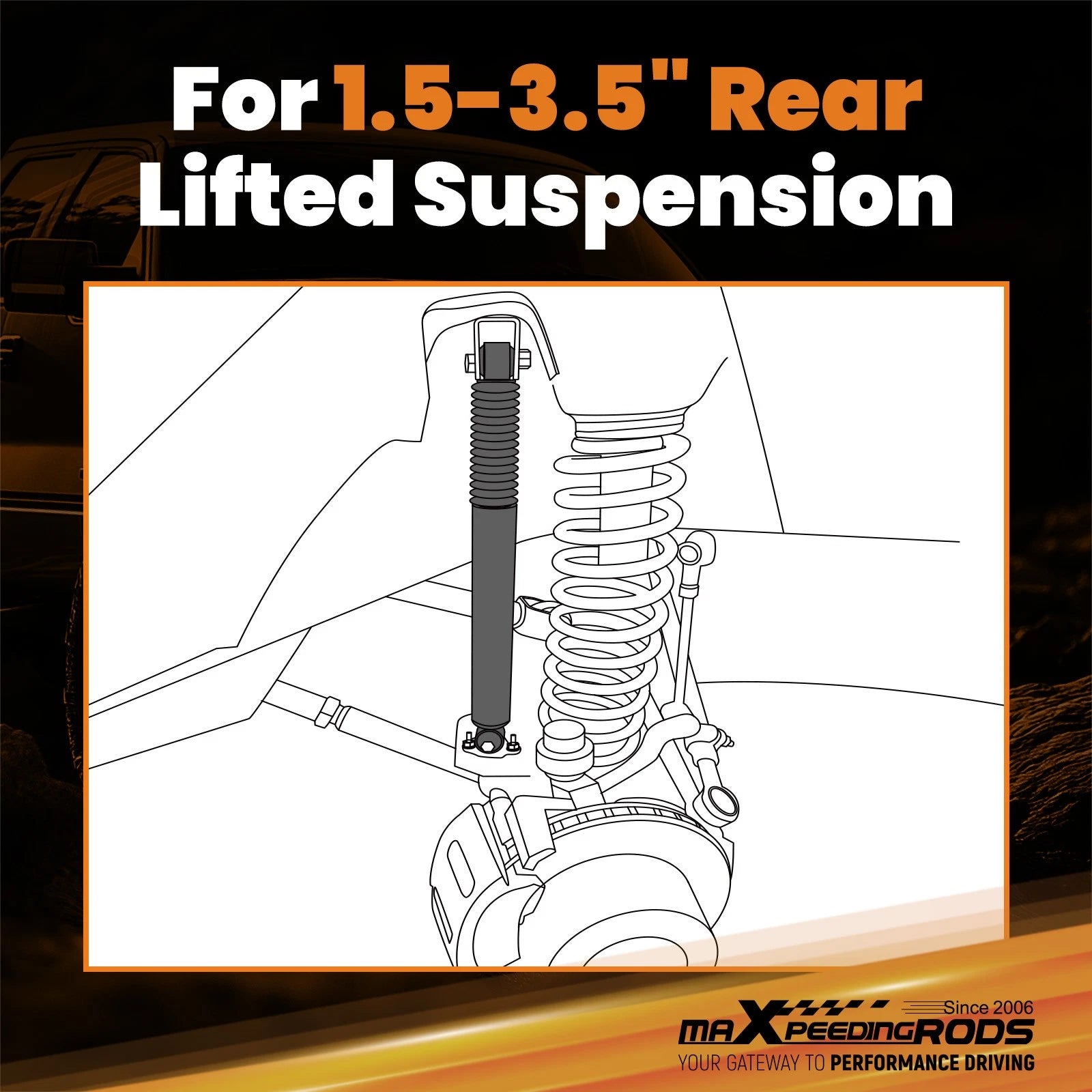 Dual-Tube Rear Shocks for Jeep Wrangler JL (2018–2023) 1.5-3.5" Lift Kit