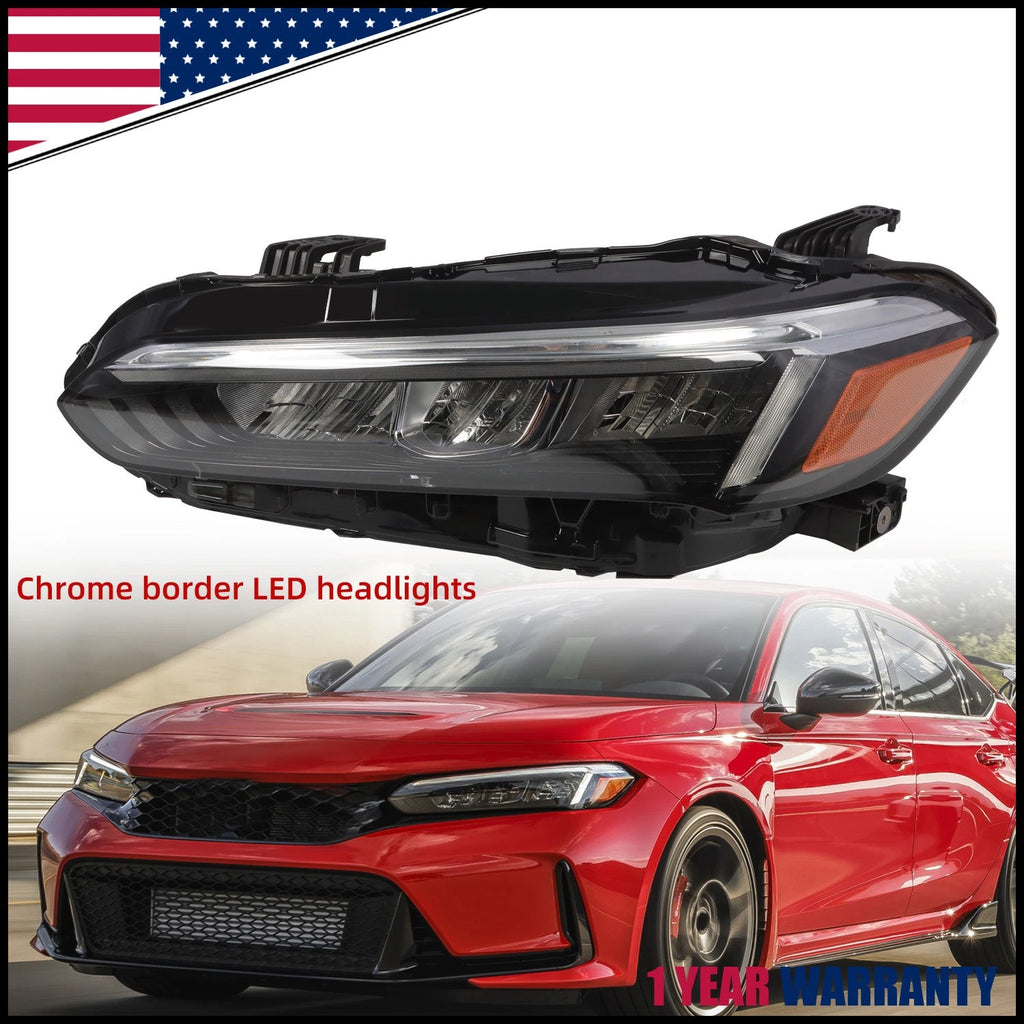 LED Front Headlight Assembly Left Chrome for Honda Civic Sedan (2022–2024)