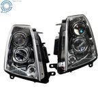 Set of 2 Headlights for Cadillac STS (2005–2011) Halogen Clear Lens Black Housing