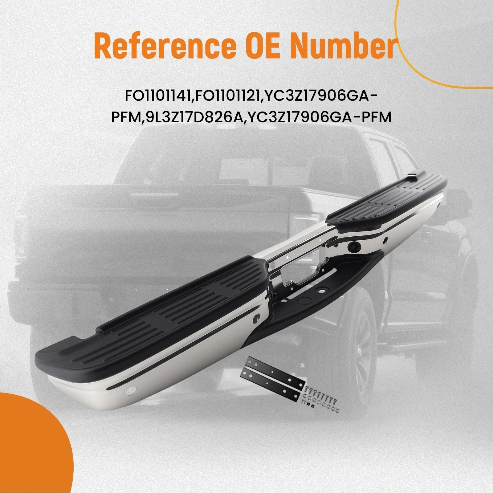 Heavy Duty Rear Bumper for Ford F-250 F-350 Super Duty (1999–2007) FO1101141 Chrome