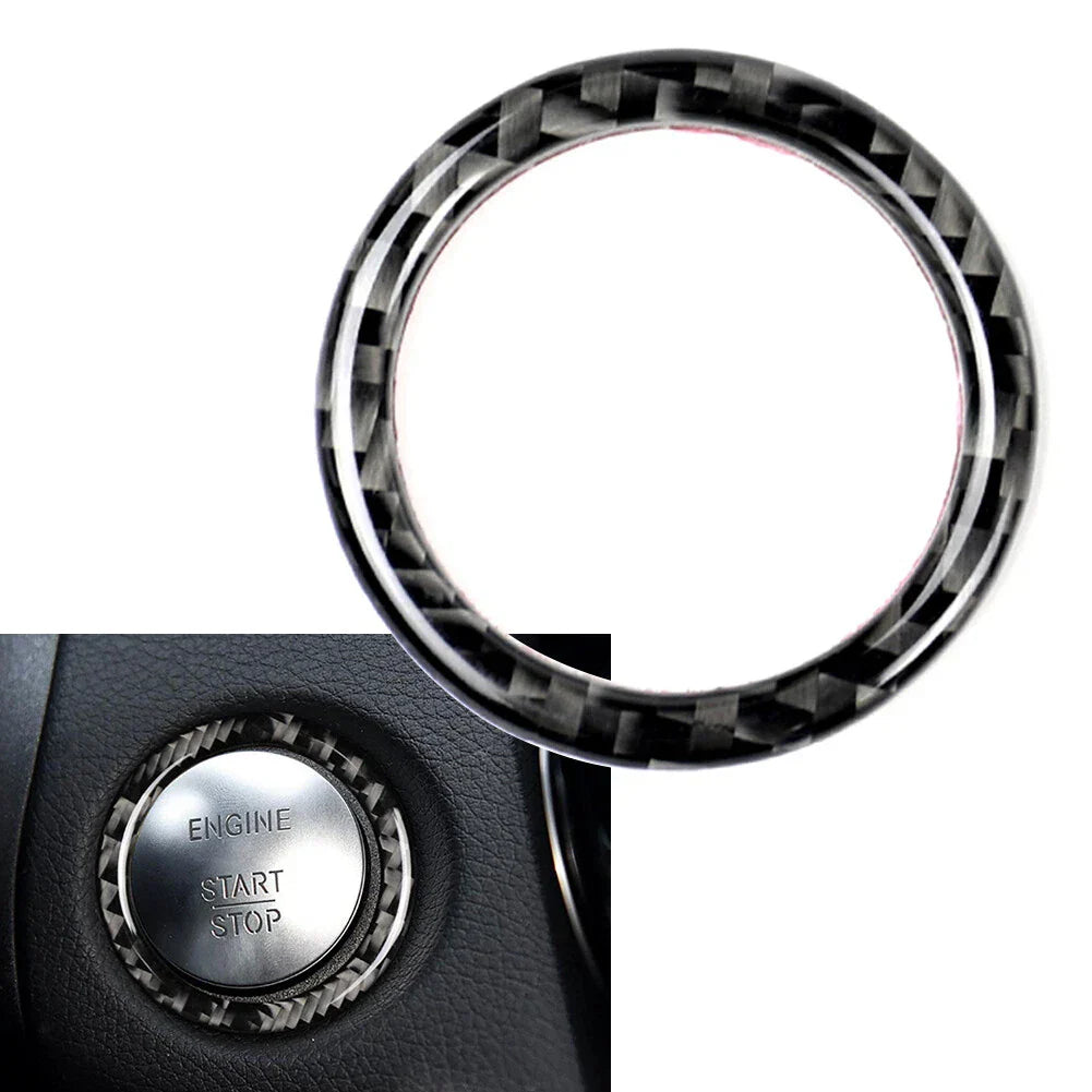 Carbon Fiber Engine Start Stop Button Ring Cover for Mercedes-Benz A B C (2013-2023)