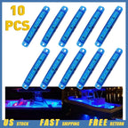 10X Blue Sealed 9 LED Side Marker Clearance Light for Trailer Truck (V)
